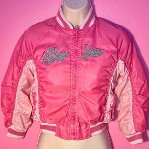 Barbie Girls Bomber Jacket - Retro Barbie Style - Pink - Size 6X